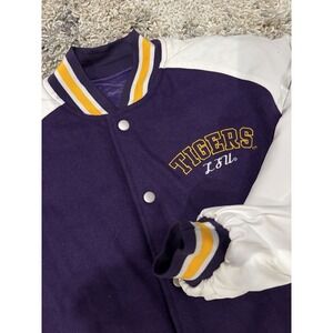 Unisex LSU Varsity Jacket Size Medium Purple Gold Yellow